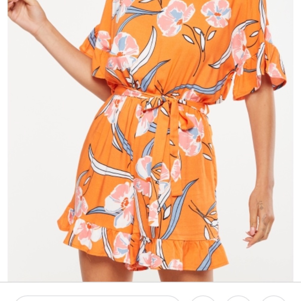 2/$30 Cotton on fay orange crew romper Amille Flamingo orange L